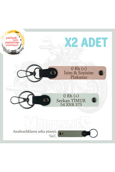 Asortishey Leather X2' Keychain, Yavruağzı-White-Gr, Men's Motorcycle Gift, N...