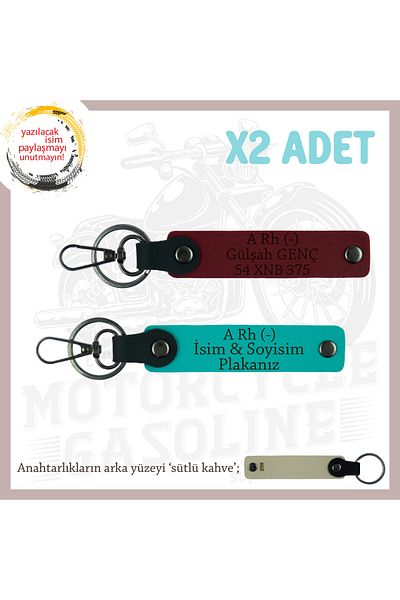 miawiki Name Plate and a Rh (-) Blood Group Written Gift X2 Keychain, K Turquoise-Burgundy-Sk, Biker Riders