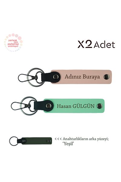 miawiki Set of 2 Keychains with Names Written, Puppy Mouth-Green-Green, Meaningful Surprise for the Neighbor