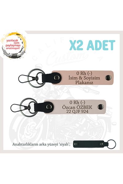miawiki Name Plate and 0 Rh (-) Blood Group Written X2 Keychain Set, Yavruağzı-Pudra-Syh, Special for Speed Lovers
