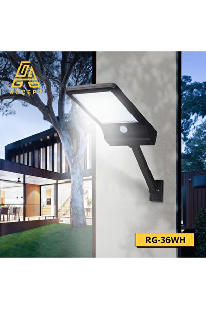 ACCEPT مصباح ضوء كشاف LED بالطاقة الشمسية مع مستشعر حركة لون الإنارة أبيض