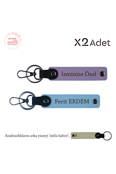 Asortishey 2-Piece Keychain with First Name & Last Name Message, Purple-Viole...