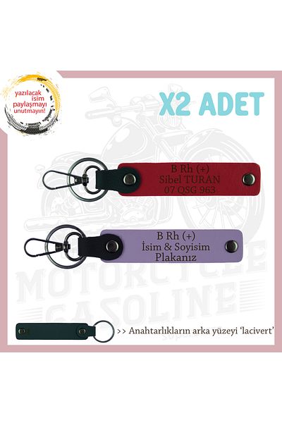 Miaju Exclusive for Companions, Nameplate and B Rh (+) Blood Group Personal X2' Li Keychain, Purple-Red-Navy