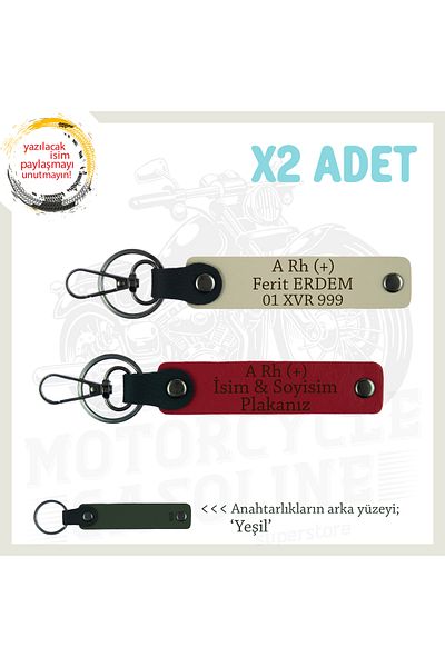 miawiki A Rh + Blood Type Written Gift X2 Keychain, Red-S Coffee-Ysl, Special Name Plate for Biker Friends