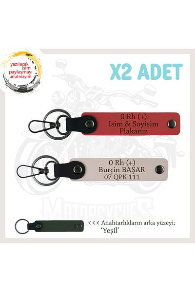 miawiki Name Plate and 0 Rh (+) Blood Group Written X2 Keychain, Pomegranate Flower-Powder-Ysl, Special for Motor Enthusiasts