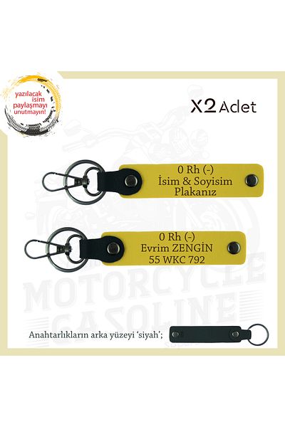 miawiki 2-Piece Keychain, Yellow-Syh, Meaningful Gift for Getting Your First Car Name Plate 0 Rh (-) Blood Group Written