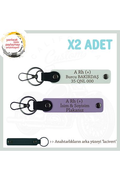 miawiki Gift, Purple-White-Navy, Name Plate for Drivers of Roads a Rh (+) Blood Group Written 2 Keychain