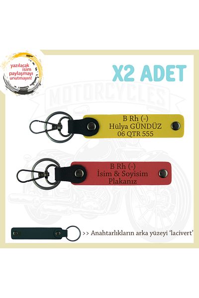 miawiki Name Plate and B Rh (-) Blood Group Written X2 Set Keychain, Pomegranate Flower-Yellow-Navy, for All Drivers