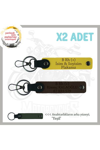Miaju Exclusive for Biker Friends, Name Plate and B Rh (+) Blood Group 2-Piece Keychain Gift, Yellow-K Brown-Ysl
