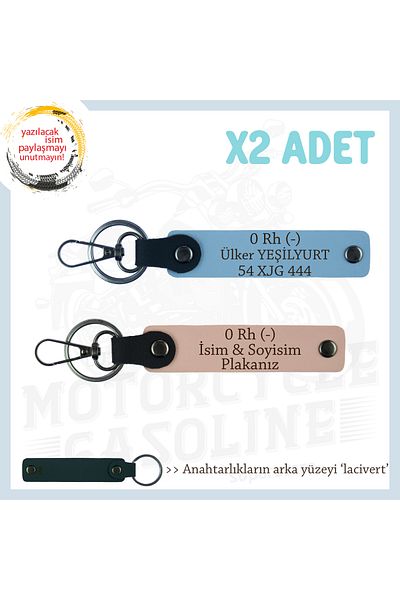 miawiki سلسلة مفاتيح مع لوحة اسم و0- فصيلة الدم مكتوبة × 2، Yavruağzı-Blue-Laci، خاصة بطلة الأسفلت
