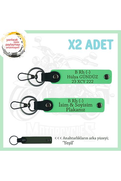 miawiki سلسلة مفاتيح الطوارئ x2 مع لوحة اسم وحروف B (-) ونوع الدم، F Green-Ysl، لعشاق الدراجات النارية