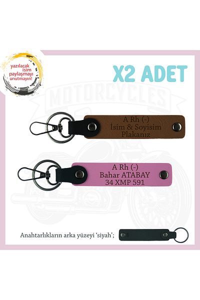 miawiki Personal X2 Keychain, Coffee-Pink-Syh, Name Plate a (-) Blood Group Written for Motorcycle Lovers