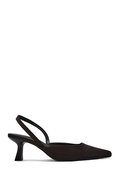 Derimod Women's Black Open Back Short Thin Heeled Shoes 25Sfe40296F