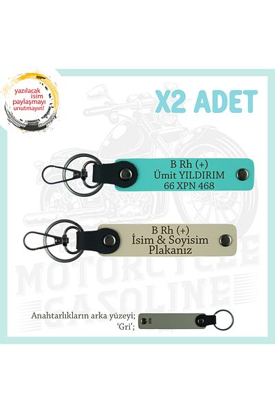 miawiki Name Plate & B + Blood Group Written X2 Keychain, S Coffee-Turquoise-Gr, Special for Motorcycle Lovers