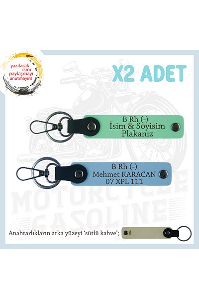 miawiki Name Plate and B Rh (-) Blood Group Written X2 Keychain, Green-Blue-Sk, Personalized for Passengers