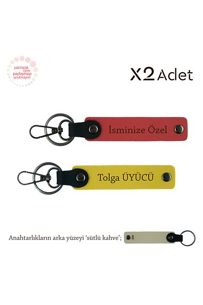 miawiki Set of 2 Keychains with First Name & Last Name, Pomegranate Flower-Yellow-S Coffee, Anniversary Surprise for Lover