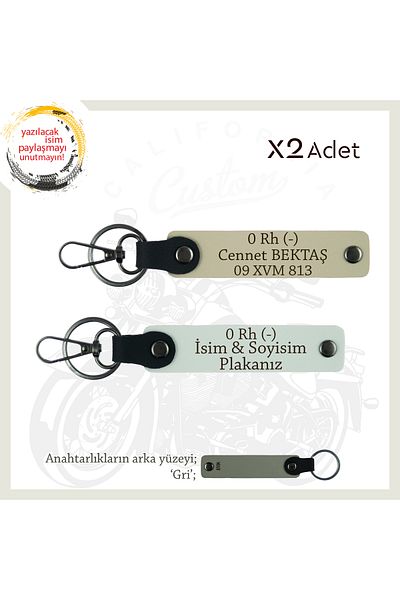 miawiki Name Plate and 0 Rh - Blood Group Emergency Keychain X2, White-S Coffee-Gr, Motorcycle Adventurers
