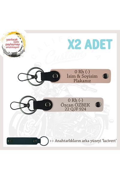 miawiki Name Plate and 0 Rh (-) Blood Group Written X2 Keychain Set, Yavruağzı-Pudra-Laci, Special for Speed Lovers