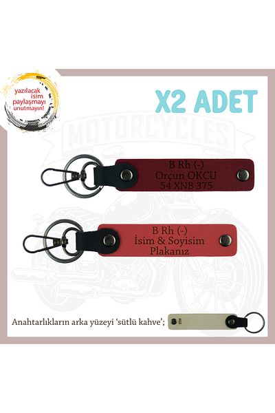 miawiki Name Plate and B Rh (-) Blood Group Written 2 Keychain, Pomegranate Flower-Burgundy-Sk, Special for Biker Style