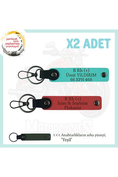 miawiki Name Plate and B Rh (+) Blood Type Written Gift X2 Keychain, Pomegranate Flower-Turquoise-Ysl, Special for Friends