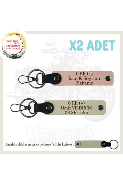 miawiki X2 Keychain, Yavruağzı-S Coffee-Sk, Name Plate 0 Rh (+) Blood Group Written for Motorcycle Lovers