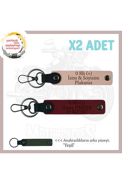 miawiki Name Plate and 0 Rh (+) Blood Group Written X2 Keychain, Yavruağzı-Burgundy-Ysl, Special for Travelers