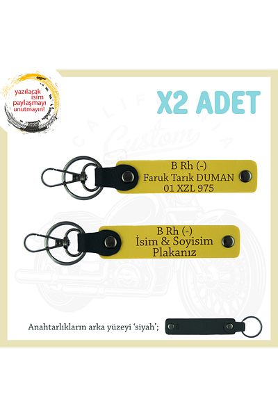 miawiki 2-Piece Keychain, Yellow-Syh, Meaningful Gift for Getting Your First Car Name Plate B Rh (-) Blood Type Written