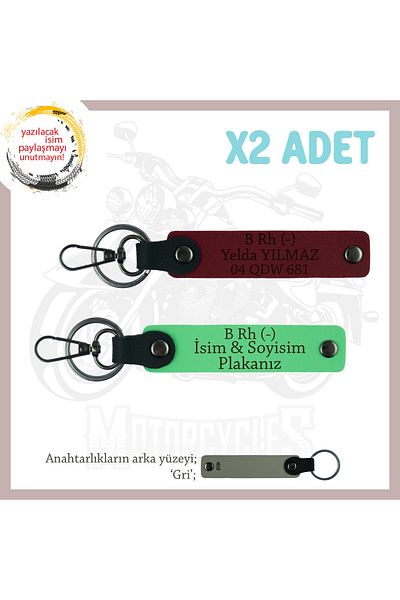 miawiki سلسلة مفاتيح للقيادة الآمنة مع لوحة اسم وحروف B - فصيلة الدم x2، F Green-Burgundy-Gr، لراكبي الدراجات النارية