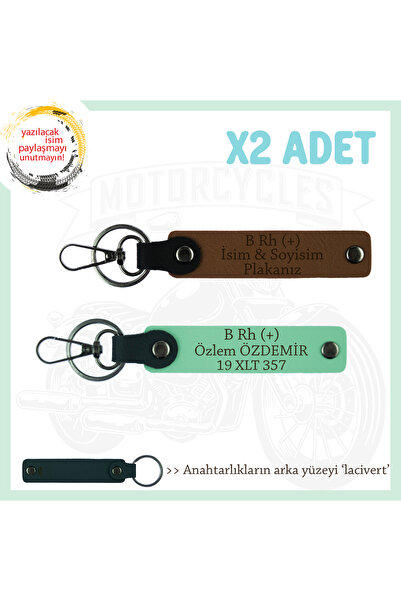 Asortishey Biker X2 Keychain, Coffee-Green-Navy, Motorcycle Lovers, Name Plat...