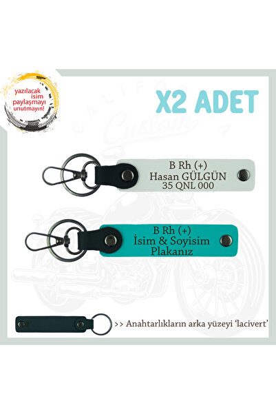 Asortishey Custom X2 Keychain, K Turquoise-White-Navy, Gift Name Plate and B ...