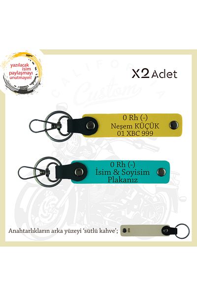 miawiki Gift, K Turquoise-Yellow-Sk, X2 Keychain with Name Plate for Speed Lovers and 0 Rh (-) Blood Group Written