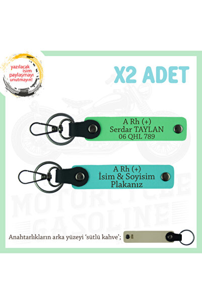 Miaju Exclusive for Biker Style, Leather X2 Keychain with Name Plate and a Rh...