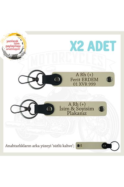 miawiki X2 Keychain, S Coffee-Sk, Motorcycle Dad Birthday Gift Name Plate a Rh (+) Blood Group Written