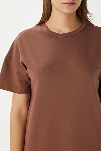 Ritnice Women's Alissa Slit Brown Combed Cotton Dress 15171