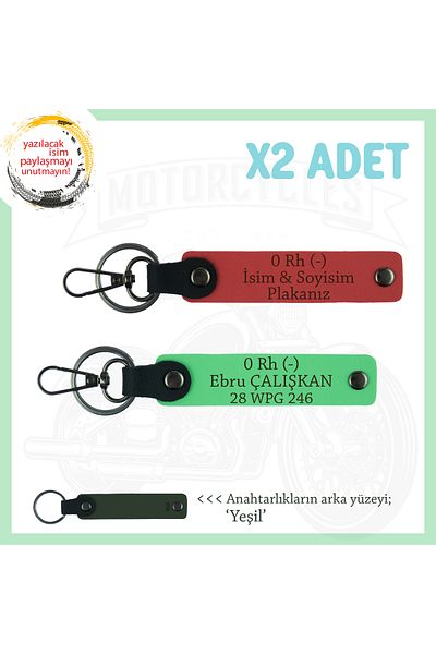 miawiki Name Plate and 0 Rh (-) Blood Group Written X2 Keychain, Pomegranate Flower-F Green-Ysl, Motorcycle Lovers