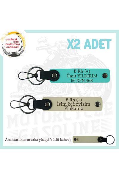 miawiki Name Plate & B + Blood Group Written X2 Keychain, S Coffee-Turquoise-Sk, Special for Motorcycle Lovers