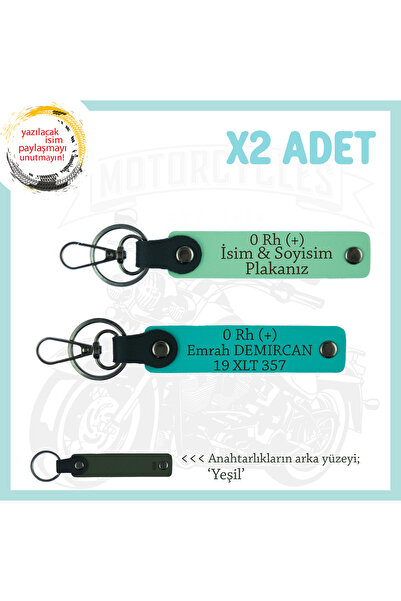 Miaju Exclusive for Biker Style, X2 Leather Keychain with Name Plate and 0 Rh...
