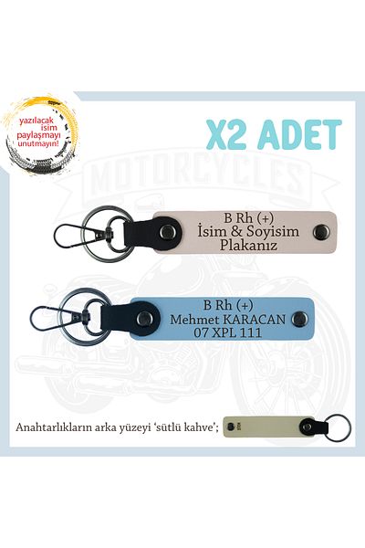 miawiki Name Plate and B Rh (+) Blood Group Written Gift X2 Keychain, Powder-Blue-Sk, Biker Style Special