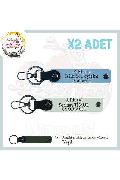 miawiki Custom X2 Set Keychain, Blue-White-Ysl, Name Plate and a Rh (+) Blood Group for the Adventurers of the Roads
