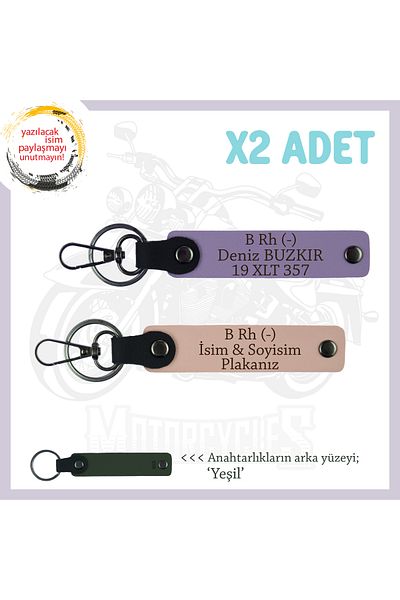 miawiki x2 سلسلة مفاتيح، Yavruağzı-Mor-Ysl، هدية لعشاق السيارات مع لوحة اسم وكتابات B Rh (-) Grup of Blood