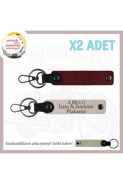 miawiki Motorcycle Keychain with Name Plate and a Rh (+) Blood Type Written, Powder-Burgundy-Sk, Special for Biker Style