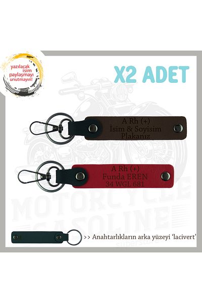 Miaju Special Name Plate for Speed ​​Lovers, a Rh (+) Blood Type Written X2 Keychain Gift, Red-K Brown-Navy