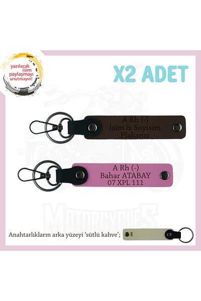 miawiki Name Plate and a Rh (-) Blood Group Written Keychain 2 Pcs, K Coffee-Pink-Sk, to Motorcycle Lovers