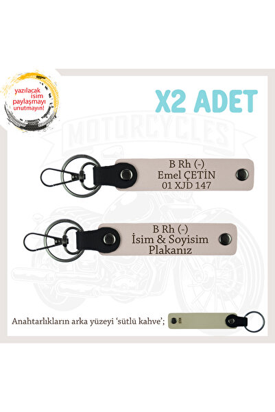 Miaju Motorcycle Adventurers, Leather X2 Keychain Set with Name Plate and B R...