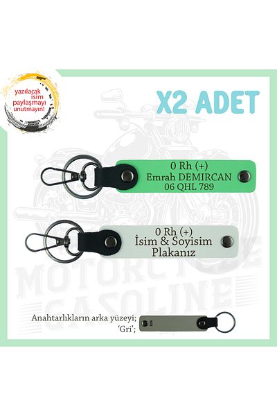 miawiki Emergency Keychain with Name Plate and 0 Rh+ Blood Group Written, White-F Green-Gr, Biker Friends