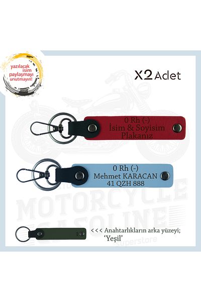 miawiki Name Plate & Meaningful Motor X2 Keychain with 0- Blood Group Written, Red-Blue-Ysl, Special for Biker Style