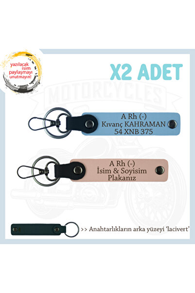 Asortishey Name Plate and A- Blood Type Written Gift X2 Keychain, Yavruağzı-K...