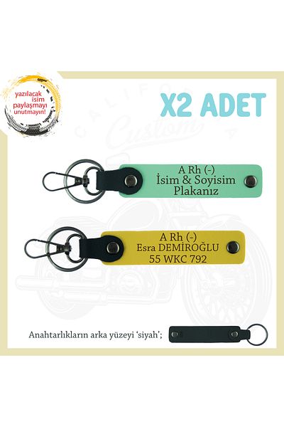 miawiki Name Plate and a Rh (-) Blood Group Written X2 Keychains, Green-Yellow-Syh, Special for Motorcycle Lovers