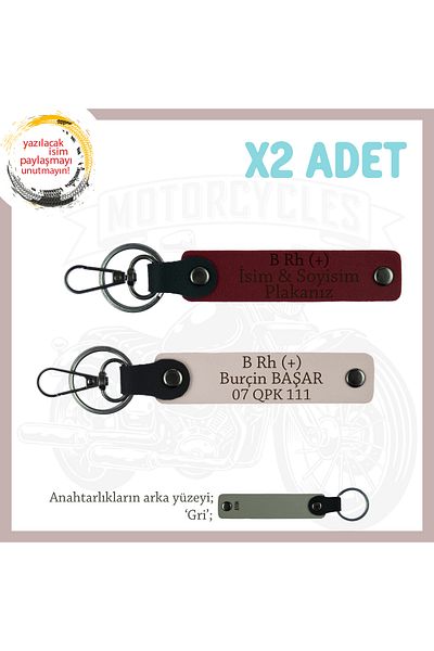 miawiki Motorcycle Keychain with Name Plate and B Rh (+) Blood Type Written, Powder-Burgundy-Gr, Special for Biker Style
