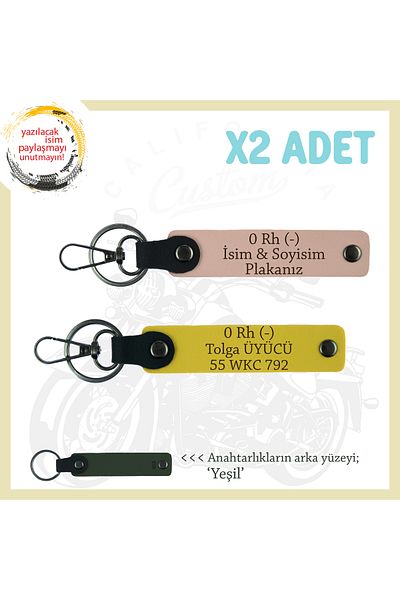miawiki Name Plate and 0 Rh (-) Blood Group 2-Piece Keychain Gift Set, Yavruağzı-Yellow-Ysl, Biker Friends